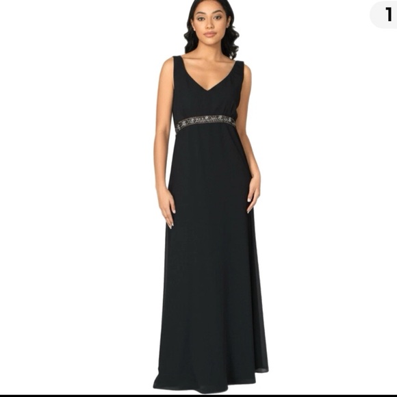 Michelangelo BLACK  Sleeveless Formal Beaded Maxi Dress/Gown. Size 8. - Picture 2 of 12